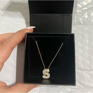 The Pave Bubble Letter Pendant Necklace